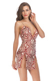 Sparkly Spaghetti Straps Black Sequin Mini Tight Prom Dress with Slit