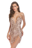 Sparkly Spaghetti Straps Black Sequin Mini Tight Prom Dress with Slit