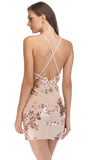 Sparkly Spaghetti Straps Black Sequin Mini Tight Prom Dress with Slit