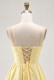 Sparkly Yellow Corset A Line Short Cocktail Dress with Beading