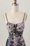 Sparkly Black Pink Short Sequin Cocktail Dress with Appliques