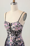 Sparkly Black Pink Short Sequin Cocktail Dress with Appliques