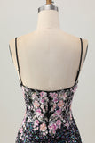 Sparkly Black Pink Short Sequin Cocktail Dress with Appliques