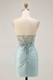 Sparkly Corset Lilac Tight Short Cocktail Dress with Beading