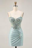 Sparkly Corset Lilac Tight Short Cocktail Dress with Beading
