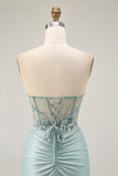 Sparkly Corset Lilac Tight Short Cocktail Dress with Beading