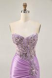 Sparkly Corset Lilac Tight Short Cocktail Dress with Beading