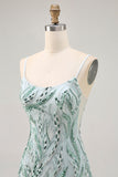 Sparkly Beaded Green Tight Short Prom Dress with Sequins