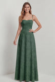 Sage Green Floral Lace Corset A Line Maxi Bridesmaid Dress