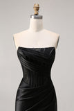 Pink Corset Satin Ruched Strapless Mini Prom Dress