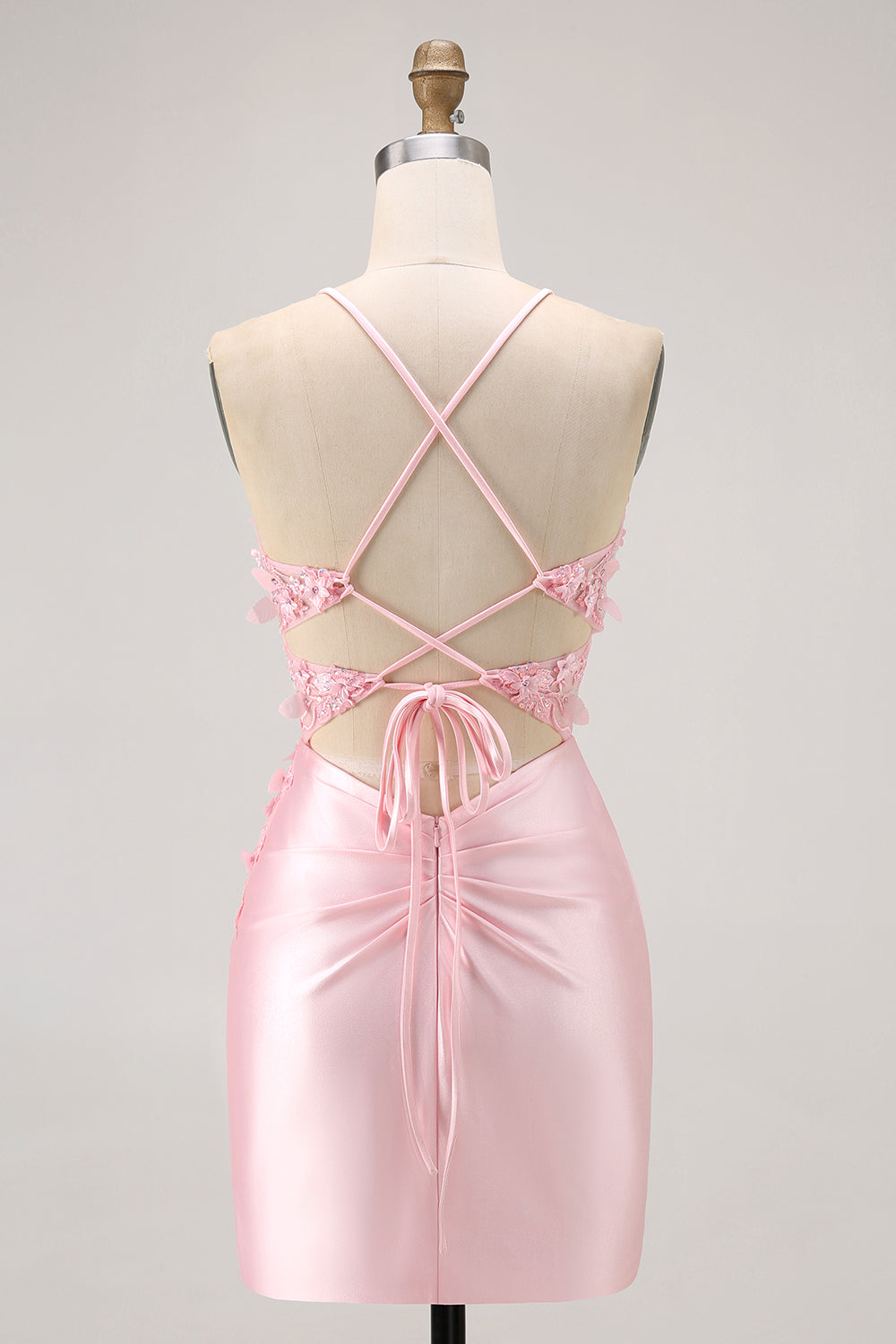 Leely Women Sparkly Candy Pink Short Corset Floral Party Dress Tight