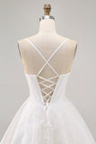 White Spaghetti Straps Corset Short Cocktail Dress with Lace