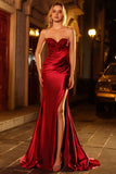 Red Sparkly Sweetheart Mermaid Long Prom Dress with Sequins