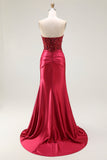Sparkly Red Mermaid Sweetheart Long Prom Dress with Sequins
