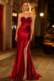 Red Sparkly Sweetheart Mermaid Long Prom Dress with Sequins