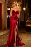 Red Sparkly Sweetheart Mermaid Long Prom Dress with Sequins