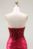 Sparkly Red Mermaid Sweetheart Long Prom Dress with Sequins