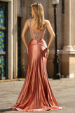 Sparkly Blush Corset Mermaid Satin Long Prom Dress