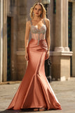 Sparkly Blush Corset Mermaid Satin Long Prom Dress