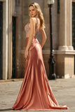 Sparkly Blush Corset Mermaid Satin Long Prom Dress