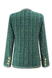 2 Piece Dark Green Tweed Plaid Women Prom Suits