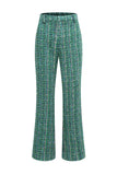 2 Piece Dark Green Tweed Plaid Women Prom Suits