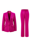Dark Fuchsia 2 Piece Notched Lapel Women Prom Suits
