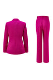 Dark Fuchsia 2 Piece Notched Lapel Women Prom Suits
