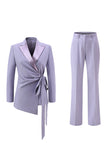 Lilac Peak Lapel 2 Piece Women Prom Suits with Sash