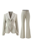 Grey Green 2 Piece Notched Lapel Women Prom Suits