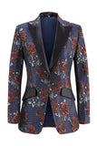 Blue Red 2 Piece Peak Lapel Floral Women Prom Suits