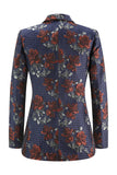 Blue Red 2 Piece Peak Lapel Floral Women Prom Suits