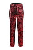 Sparkly 2 Piece Red Leopard Sequin Peak Lapel Women Prom Suits
