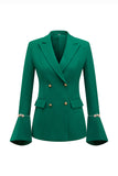 2 Piece Dark Green Peak Lapel Double Breasted Prom Suits with Pearls