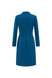 Dark Blue Midi Single Breasted Peak Lapel Blazer Dress with Belt
