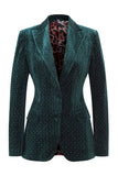 Sparkly 2 Piece Dark Green Peak Lapel Women Prom Suits