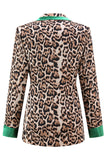 Coffee Leopard 2 Piece Peak Lapel Women Prom Suits