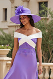 Purple Chiffon A Line High Low Wedding Guest Dress with Appliques