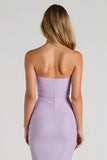 Elegant Lilac Mermaid Chiffon Strapless Maxi Bridesmaid Dress