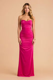 Black Sheath Sweetheart Ruched Long Bridesmaid Dress