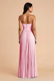 Sky Blue A Line Chiffon Spaghetti Straps Maxi Pleated Bridesmaid Dress
