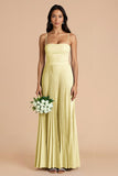 Sky Blue A Line Chiffon Spaghetti Straps Maxi Pleated Bridesmaid Dress