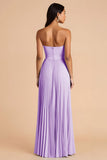 Sky Blue A Line Chiffon Spaghetti Straps Maxi Pleated Bridesmaid Dress