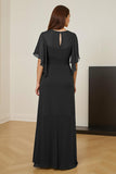 Dark Green Ruched Sheath V-Neck Maxi Mother of the Bride Dress with Ruffles