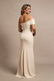 Apricot Mermaid Ruched Satin One Shoulder Maxi Mother of the Bride Dress