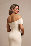 Apricot Mermaid Ruched Satin One Shoulder Maxi Mother of the Bride Dress