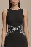 Black Round Neck Mermaid Long Appliqued Formal Dress