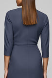 Twilight Pencil Midi Bateau Neck Button Work Dress with Slit