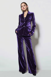 2 Piece Dark Purple Velvet Notched Lapel Single Breasted Business Suits