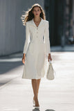 Ivory Midi A Line Single Breasted Blazer Dress